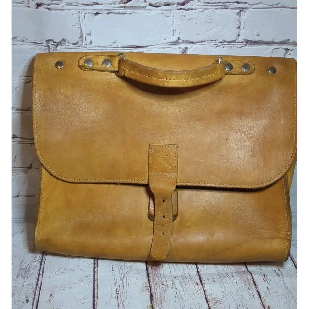 Leather Satchel Messenger Bag No Shoulder Strap